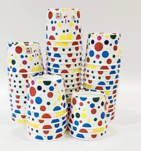 Paricott (Pack of 100) 150ml Ice cream Multi Design Paper Cup 100pcs Glass Set Water/Juice Glass