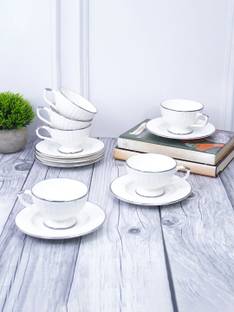 UPC Pack of 12 Ceramic Cup Set Or Tea Cups, Cup Plate Tea Set, Cup And Saucer Set, Cup And Plate Set.