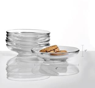 PINJAS Pack of 6 Glass Transparent Plates Pack of 6, Tea & Coffee Cup Serving Under Kitchen