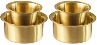 VP TRADERS Pack of 2 Brass South Indian Brass Coffee Cup / Madrasi Filter & Kumbakonam Coffee Dabara Set