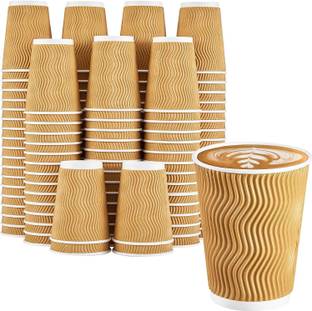 UCORPS Pack of 100 Paper 150ml Ripple Cups For Hot & Cold Beverages, Ideal For Tea, Coffee Etc.