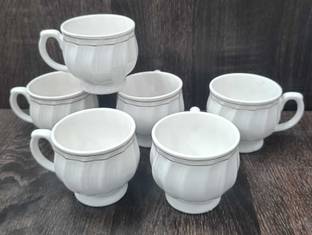 love unlimited Pack of 6 Bone China shushil old kareena-02 Tea Cups Set of 6 for Home/Office/Gifts, 140 ML