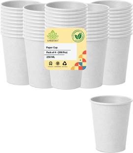 Shrayati Paper cups, 250 ml, Pack of 4, ( 200 Pcs ) Disposable Glasses,