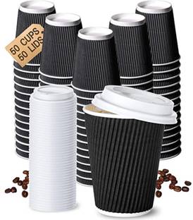 Biodis Pack of 100 Paper Biodis Ripple Paper Disposable Coffee Tea Cup 250 ml 100pcs