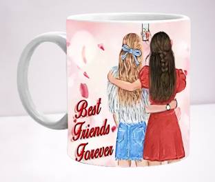 HM POINT Pack of 1 Ceramic Best Friends Coffee Mug, Gift for Your Friend/Girl Friend/Lover etc. 330ml