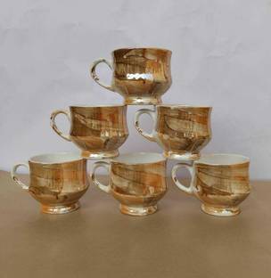 Flipkart SmartBuy Pack of 6 Bone China Premium mop round Tea coffee Cups Set of 6 | Coffee Mugs for Home Office