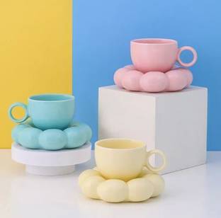 Classydesigners Pack of 1 Ceramic Ceramic Coffee Mug with Sunflower Coaster