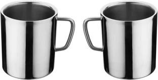 Vikas Metal Pack of 2 Stainless Steel double wall tea and coffee cup set