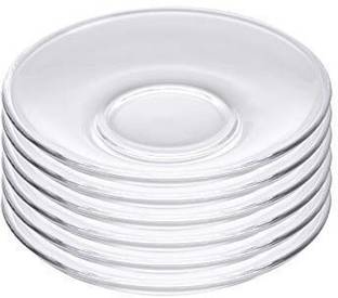 Flipkart SmartBuy Pack of 6 Glass 215 ml Glass green tea and coffee Glass Crystal Clear Classic Glass Saucer Set
