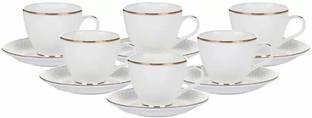 Joy2u Pack of 12 Bone China DIAMOND DESIGN CUP SAUCER