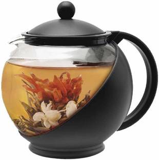 tyzag Pack of 1 Glass Half Moon Teapot with Infuser, Glass Tea Pot with Infuser