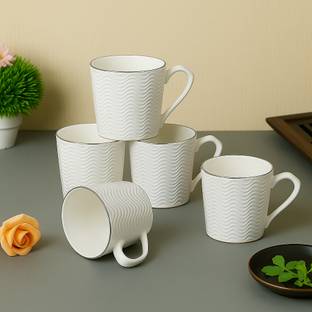 UPC Pack of 6 Bone China Festival Series Set of 6 Coffee Mugs New Modern Design Fine Bone China Ceramics Tableware, Premium Light Tea/Coffee Cups (Set of 6 Mugs in a Box)