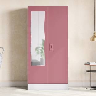 Godrej Interio Slimline 2 Door with 2 shelves and Curvilinear Mirror Metal Almirah