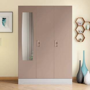 Godrej Interio Slimline 3 Door Alpine White with Locker and Mirror Metal Almirah