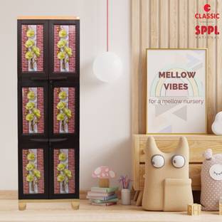 Classic Furniture Ratten Flower Theme Wardrobe|Closet|Cabinet with Hanger system for Kids&Adults Plastic Cupboard