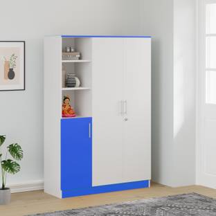 CuteKitchen CK BW 50077 Blue Krishna Bheem 3 door Engineered Wood Cupboard
