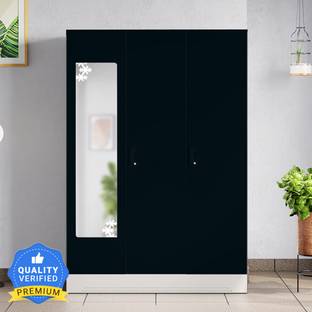 Godrej Interio Slimline 3 Door with Locker, Drawer and Star Design Mirror Metal Almirah