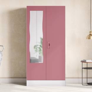 Godrej Interio Slimline 2 Door with 2 shelves and Curvilinear Mirror Metal Almirah