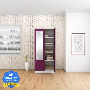 Godrej Interio Slimline 2 Door with 4 Shelves and Star Design Mirror Metal Almirah