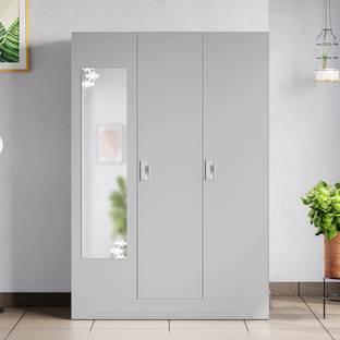 Godrej Interio Slimline 3 Door with Locker and Star Design Mirror Metal Almirah