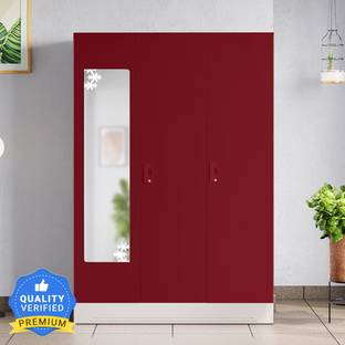 Godrej Interio Slimline 3 Door with Locker, Drawer and Star Design Mirror Metal Almirah