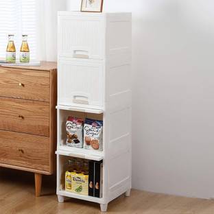 Jayci Mart 4 Layer Foldable Cabinet Plastic Cupboard For Storage Plastic Modular Drawer Plastic Free Standing Chest of Drawers