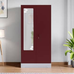 Godrej Interio Slimline 2 Door with 2 shelves with Star Design Mirror Metal Almirah