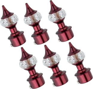 Ghazian Maroon Curtain Knobs, Rod Rail Bracket Metal
