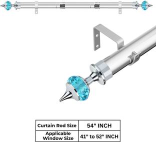 GRIVAN Blue Curtain Knobs, Curtain Rods, Rod Rail Bracket Metal