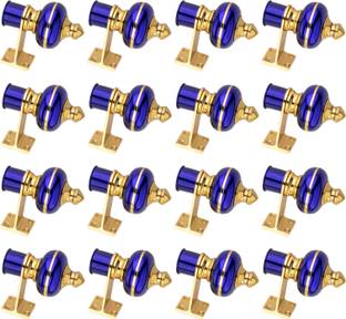 Ghazian Blue, Gold Curtain Knobs, Rod Rail Bracket Metal