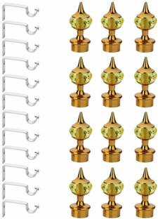 Bzcarts Beige Curtain Hooks, Curtain Knobs, Curtain Rods, Rod Rail Bracket Metal