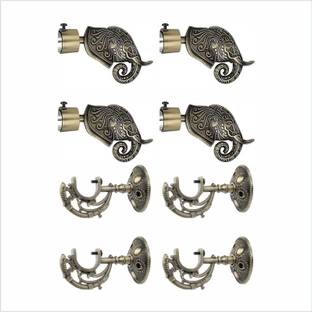 GLOXY Gold Rod Rail Bracket, Curtain Knobs, Curtain Hooks, Curtain Rods Metal