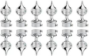 HELENSON Silver Curtain Knobs, Rod Rail Bracket Metal