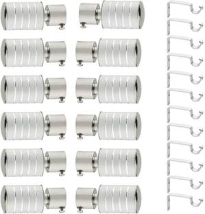 Panthera Silver, Grey Rod Rail Bracket, Curtain Knobs Metal