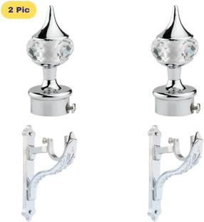 ZAPEX Silver Rod Rail Bracket, Curtain Knobs Metal