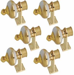 GROWNIX White, Gold Curtain Knobs, Curtain Hooks, Rod Rail Bracket, Curtain Rods, Curtain Rings Metal