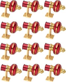 Ghazian Red, Gold Curtain Knobs, Rod Rail Bracket Metal