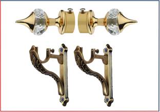 ZELOXA Gold, Gold Curtain Knobs, Curtain Hooks, Rod Rail Bracket, Curtain Rings, Curtain Rods, Tieback Hook Metal