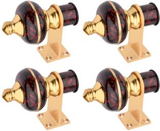 Decuds Red Curtain Hooks, Curtain Knobs, Rod Rail Bracket Metal