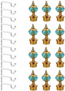 Bzcarts Blue Curtain Hooks, Curtain Knobs, Curtain Rods, Rod Rail Bracket Metal
