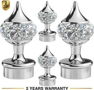 Ghazian Silver Curtain Knobs, Rod Rail Bracket Metal