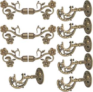 Bzcarts Beige Curtain Knobs, Curtain Rods, Rod Rail Bracket, Curtain Hooks