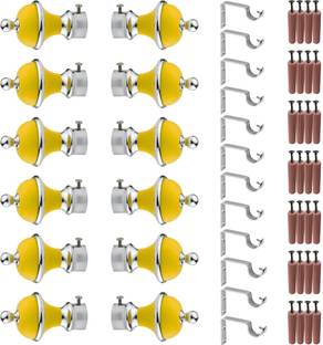 GRIVAN Silver, Yellow Rod Rail Bracket, Curtain Knobs, Curtain Hooks Metal