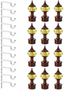 Panthera Yellow Rod Rail Bracket, Curtain Knobs Metal