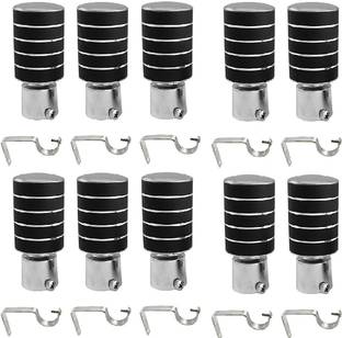 LEEZEN Architectural Hardware Black Curtain Hooks, Curtain Knobs, Curtain Rods, Rod Rail Bracket, Tieback Hook Metal