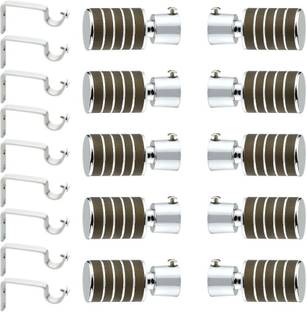 GLOXY Brown Rod Rail Bracket, Curtain Knobs, Curtain Hooks, Curtain Rods Metal