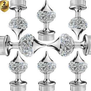 Ghazian Silver Curtain Knobs, Rod Rail Bracket Metal