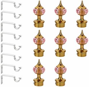 GLOXY Pink, Gold Rod Rail Bracket, Curtain Knobs Metal