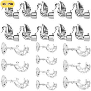 ZAPEX Silver Rod Rail Bracket, Curtain Knobs Metal
