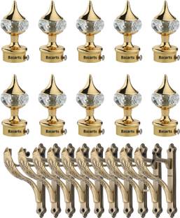 Bzcarts Gold Curtain Knobs, Rod Rail Bracket, Curtain Rods, Tieback Hook Metal